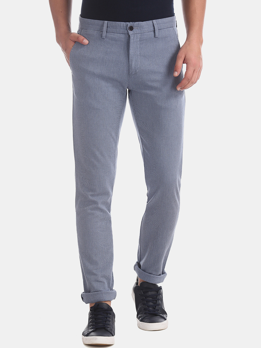 

Arrow Sport Men Blue Smart Regular Fit Self Design Regular Trousers
