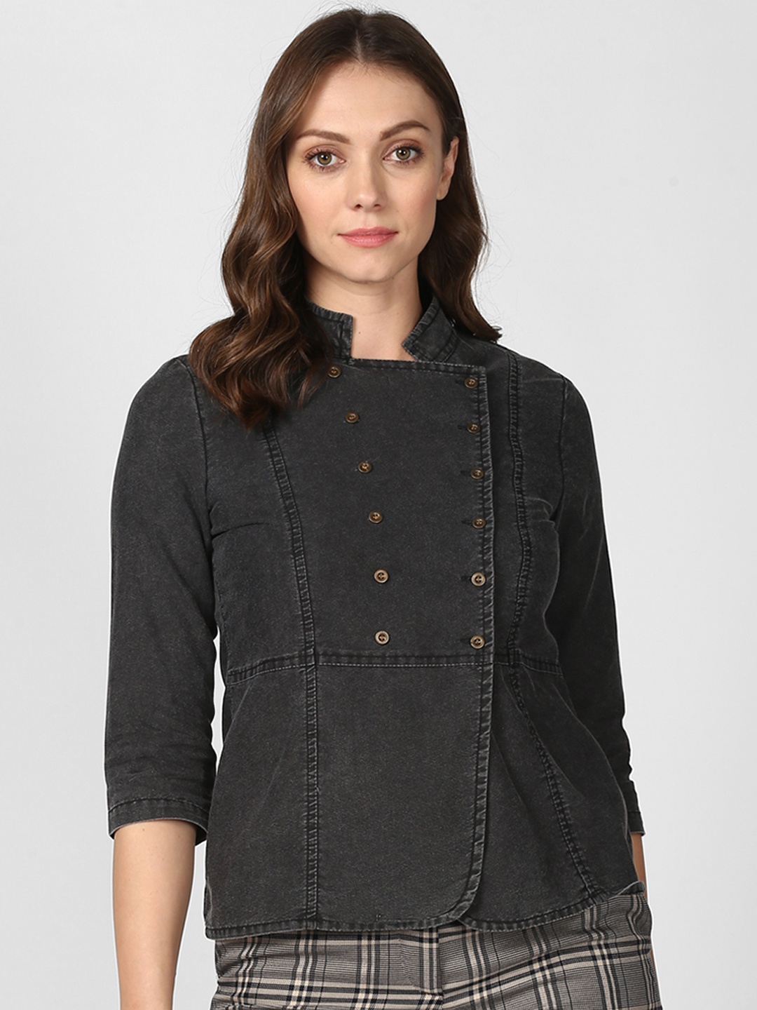 

StyleStone Women Black Solid Denim Top