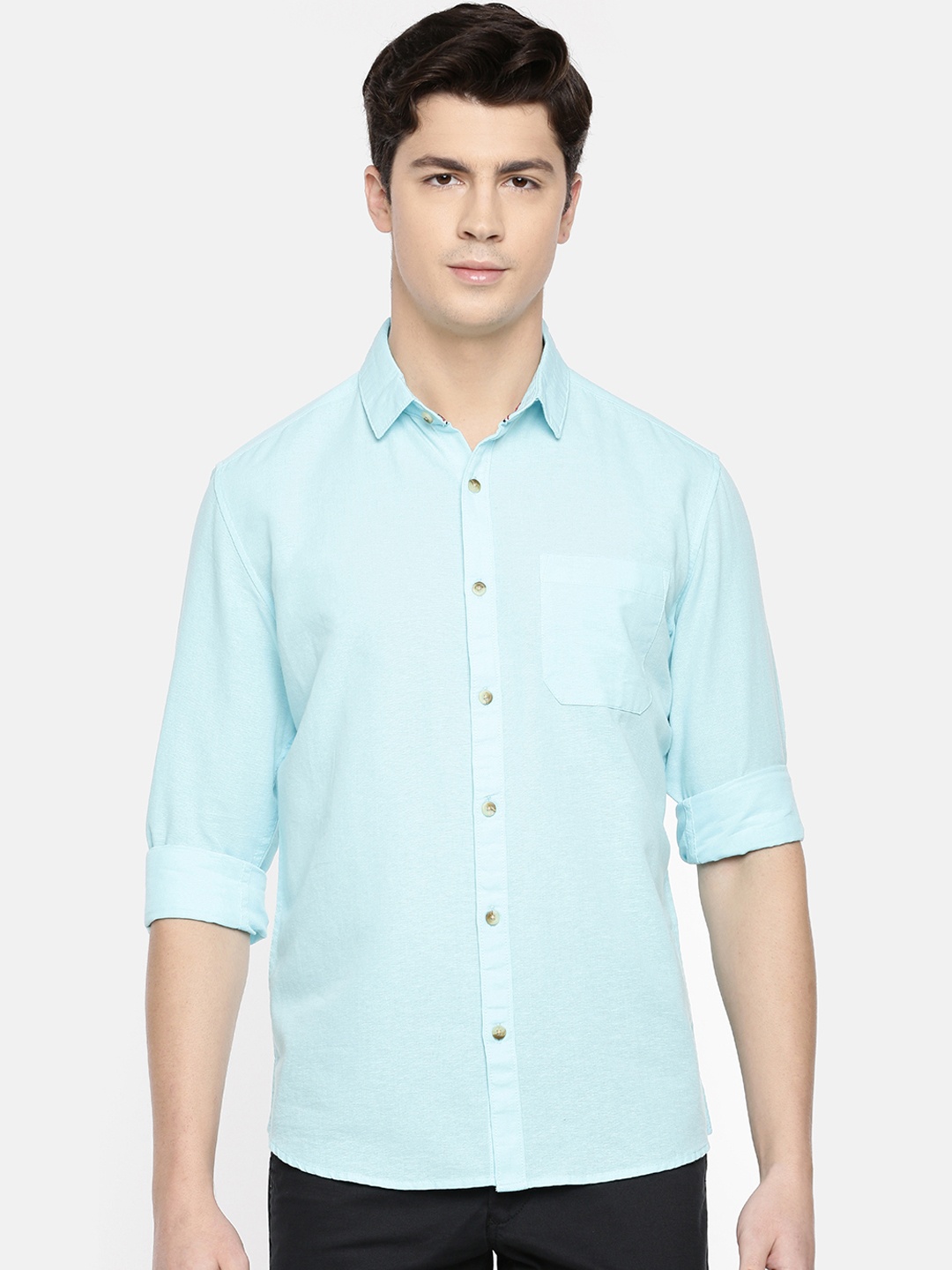 

Chennis Men Blue Slim Fit Solid Casual Shirt
