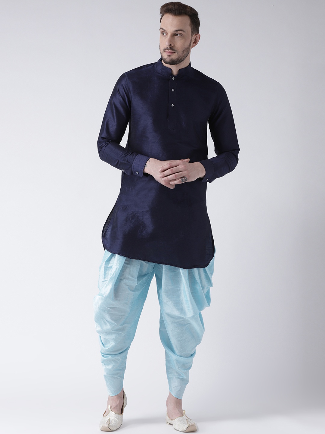 

DEYANN Men Navy Blue Solid Kurta with Patiala