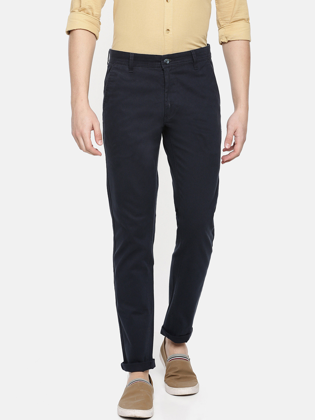 

Chennis Men Navy Blue Slim Fit Solid Regular Trousers