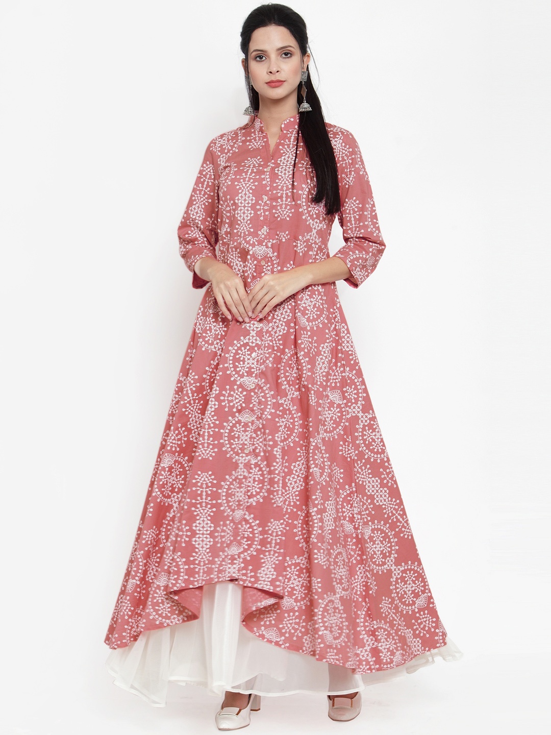 

Get Glamr Women Pink Printed A-Line Kurta