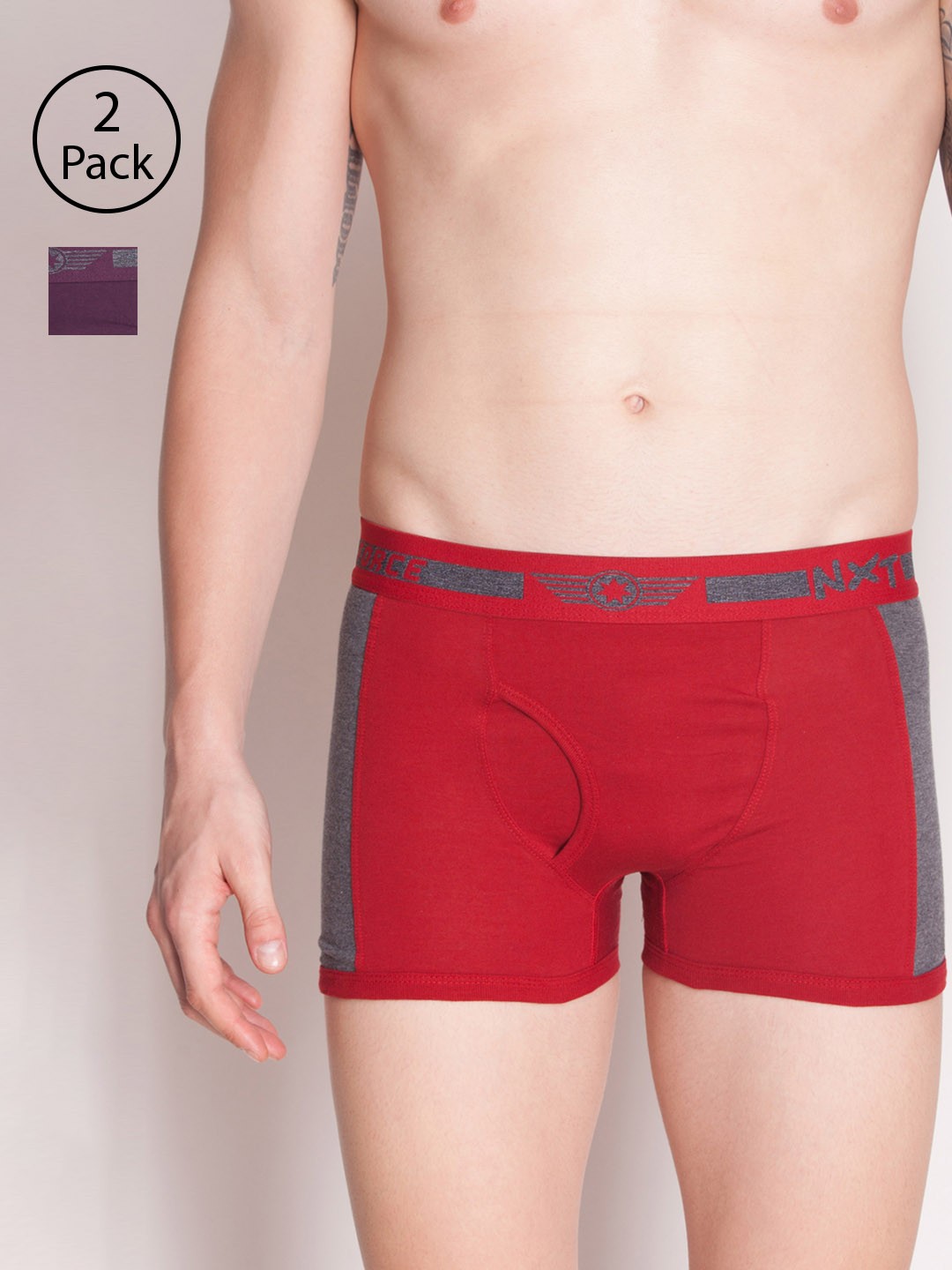 

Force NXT Men Pack of 2 Solid Assorted Trunks MNFF-132-PO2, Red