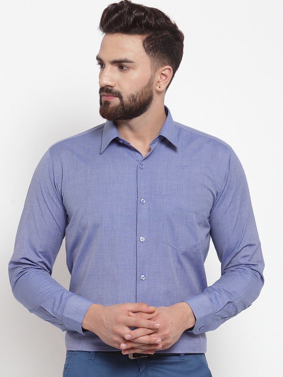 

Hancock Men Blue Sport Slim Fit Solid Formal Shirt