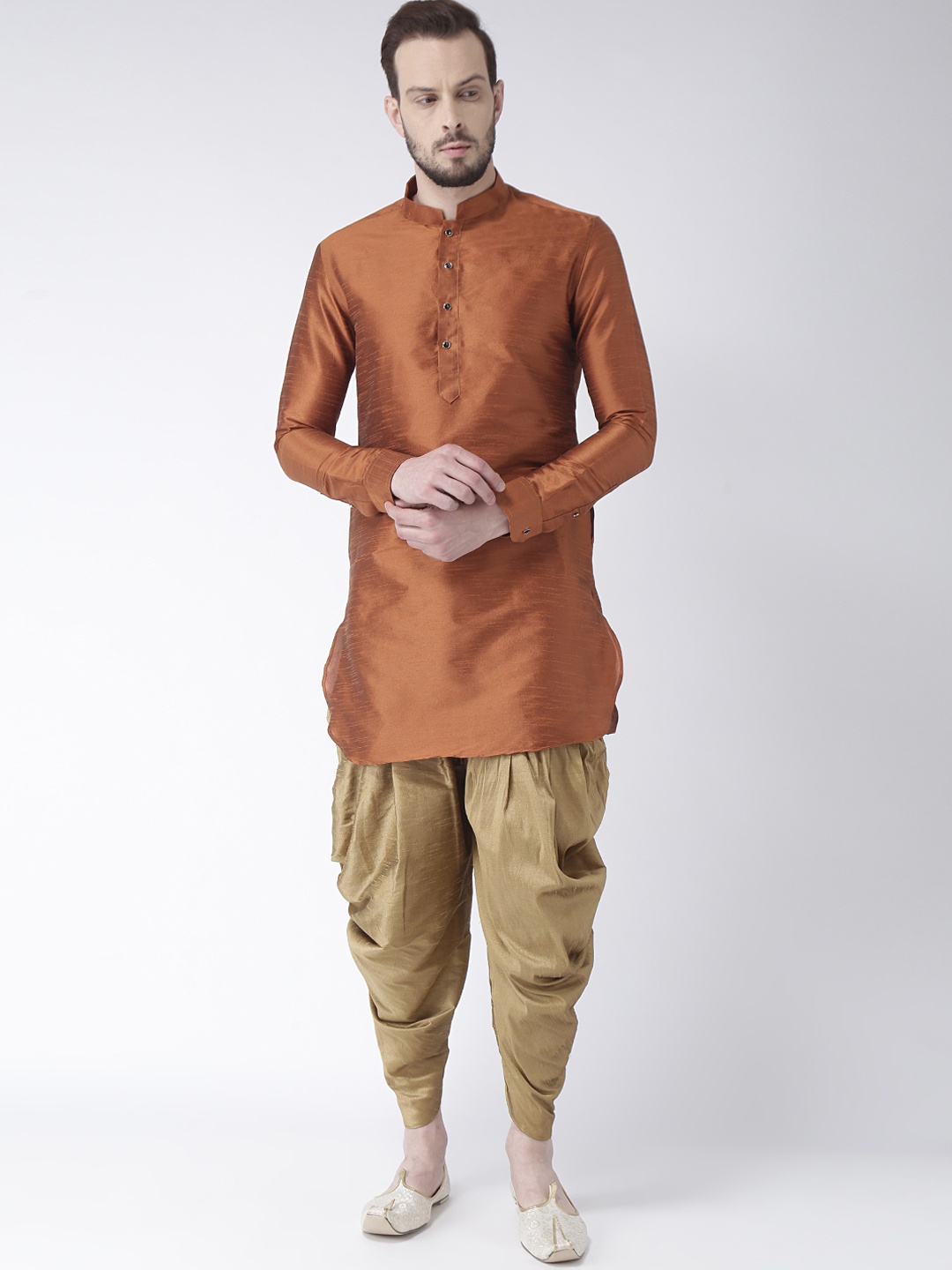 

DEYANN Men Copper-Toned & Brown Solid Kurta with Patiala