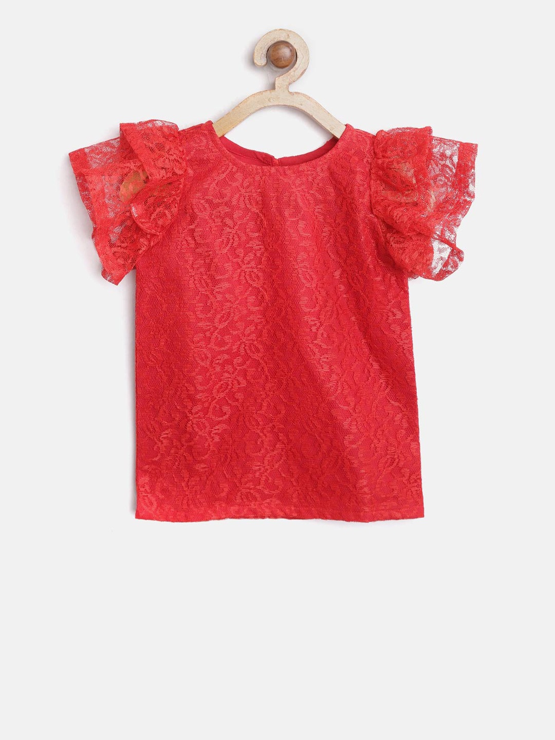 

Kids On Board Girls Red Self Design Top
