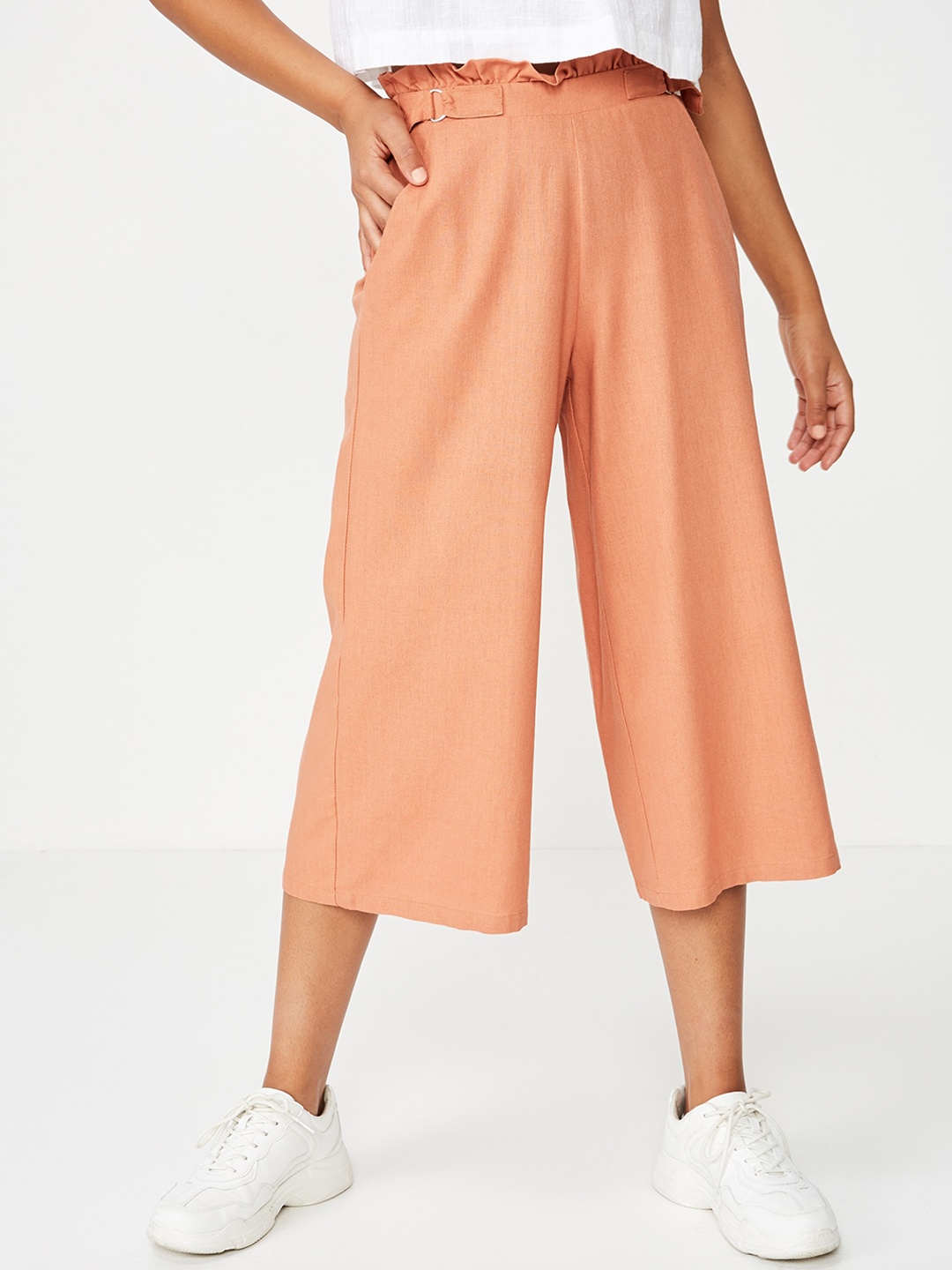

COTTON ON Women Peach-Coloured Regular Fit Solid Culottes