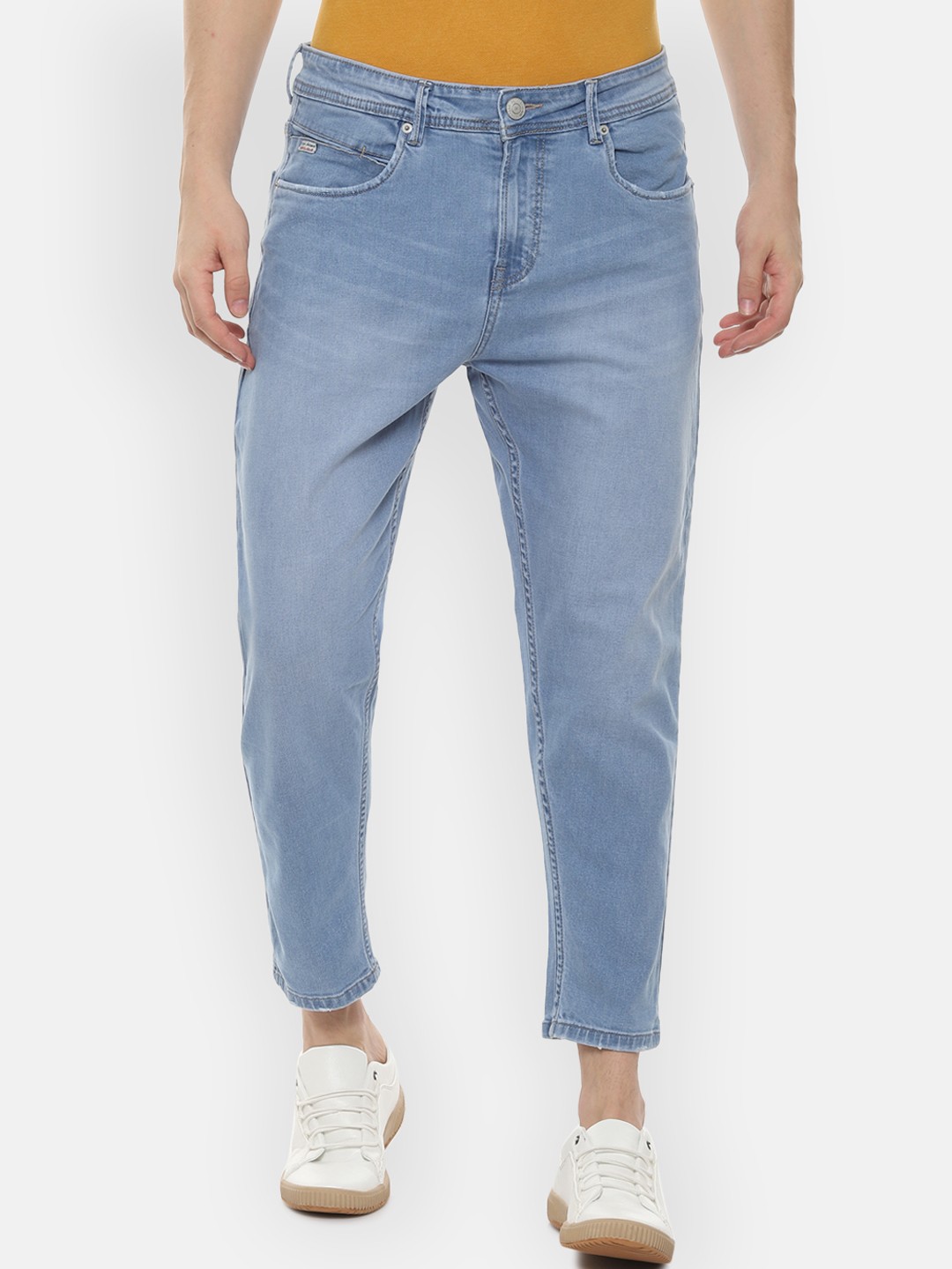 

People Men Blue Regular Fit Mid-Rise Clean Look Stretchable Jeans