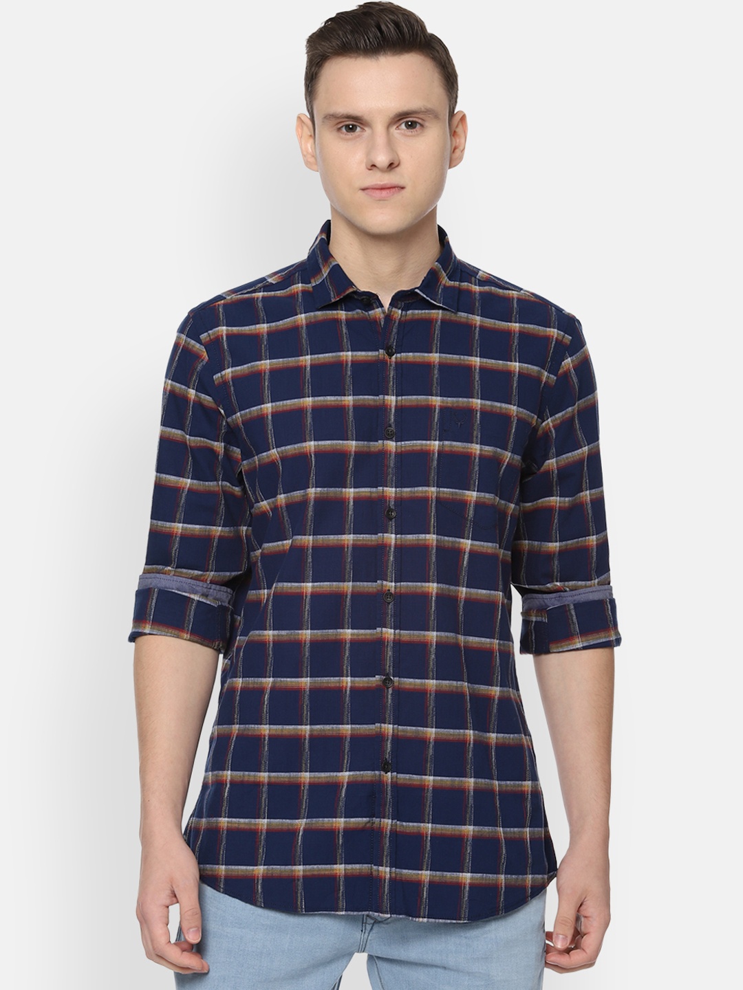 

Allen Solly Sport Men Navy Blue Regular Fit Checked Casual Shirt