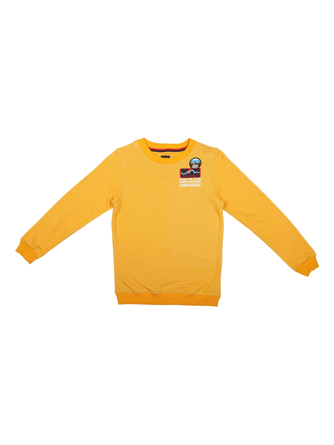 Allen Solly Junior Boys Yellow Solid Sweatshirt