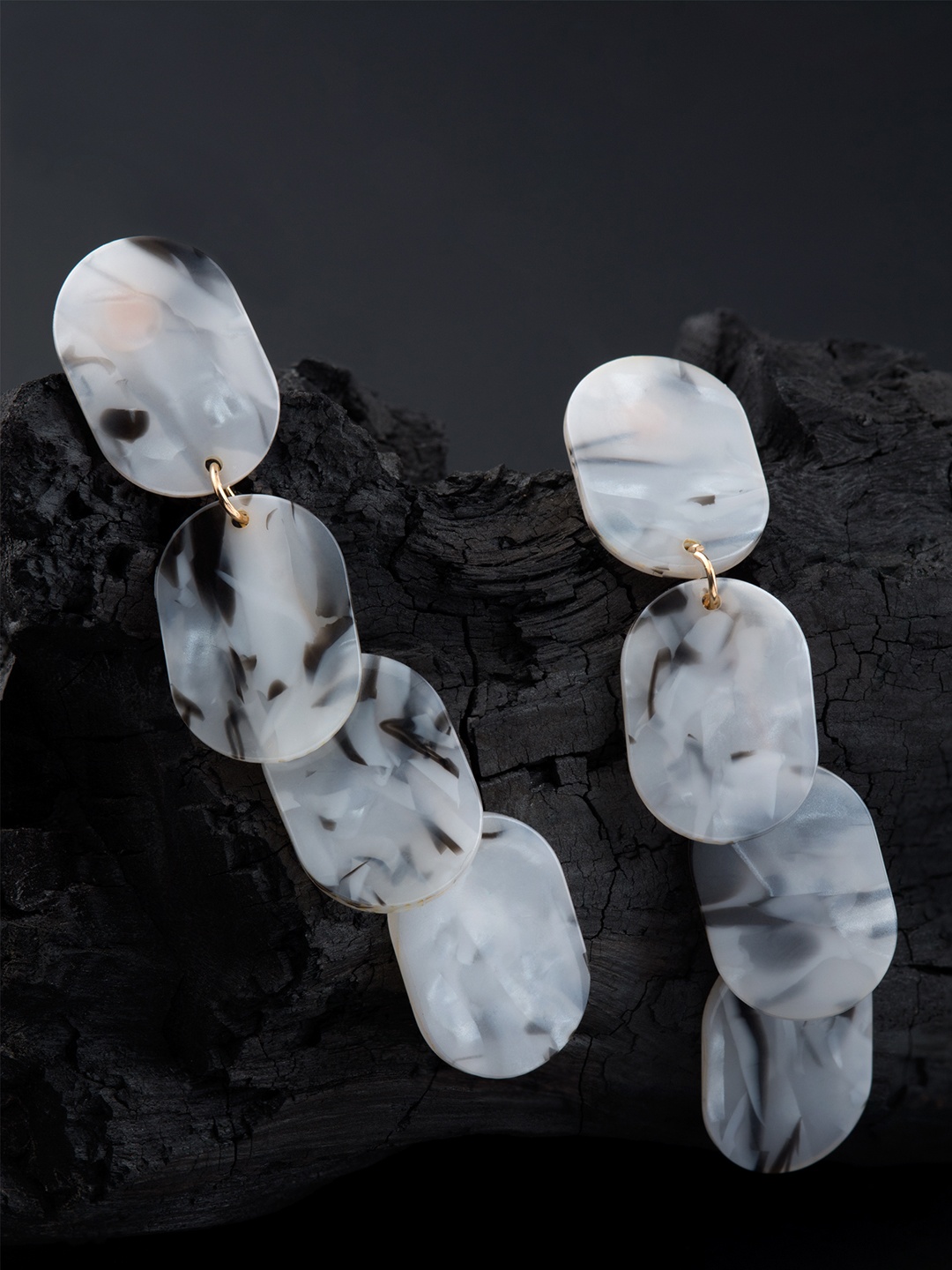 

E2O Grey & Gold-Plated Geometric Drop Earrings