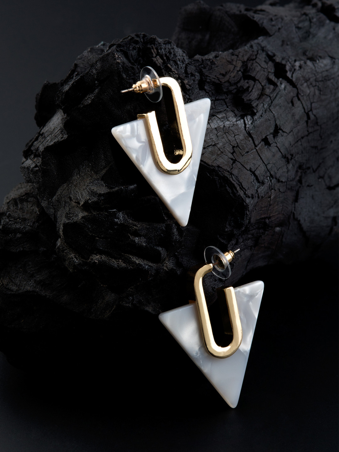 

E2O Grey & Gold-Plated Geometric Studs