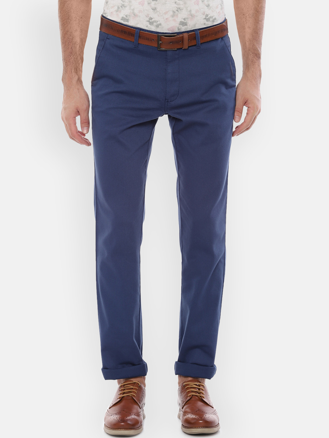 

Van Heusen Sport Men Navy Blue Slim Fit Solid Regular Trousers