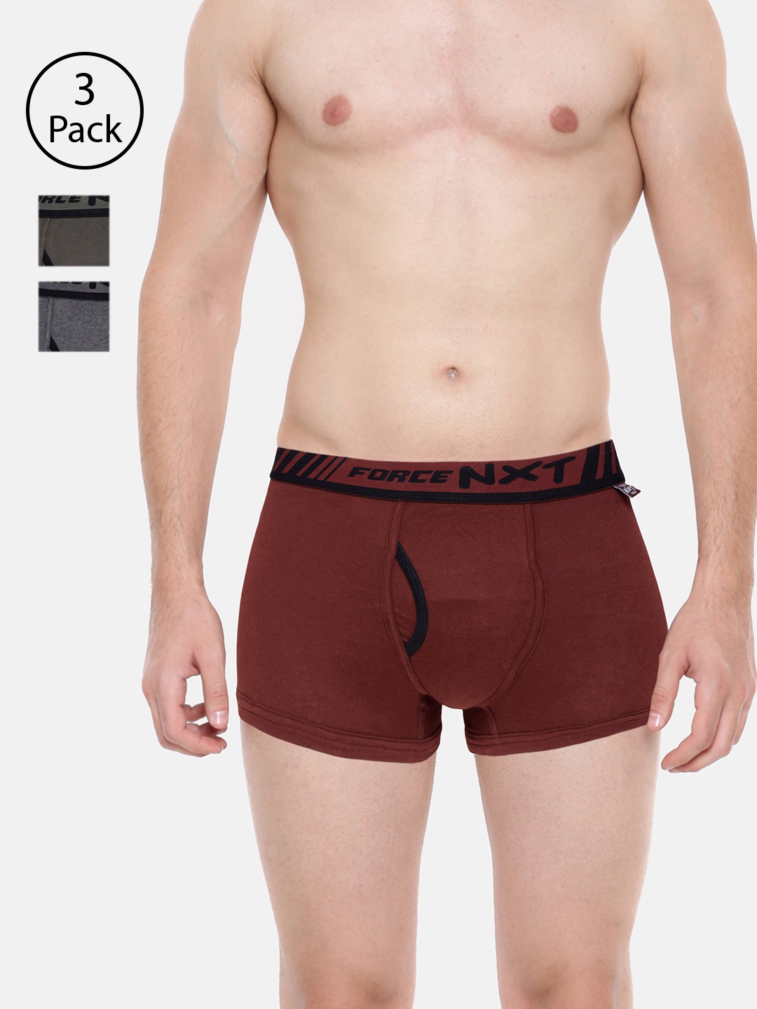 Force NXT Men Set of 3 Multi-coloured Solid Assorted Trunks MNFF-133-PO3