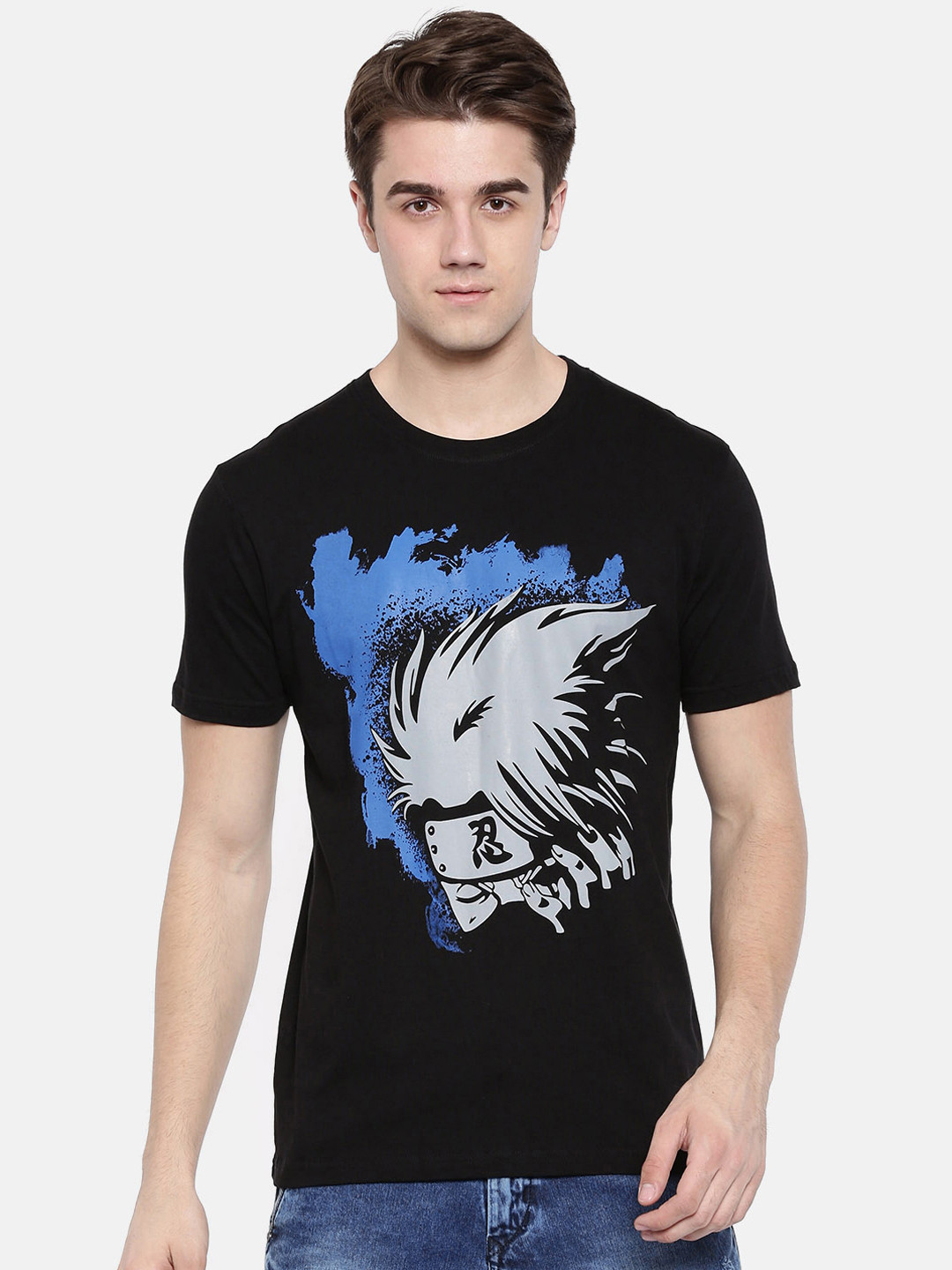 

Bushirt Men Black Printed Round Neck T-shirt