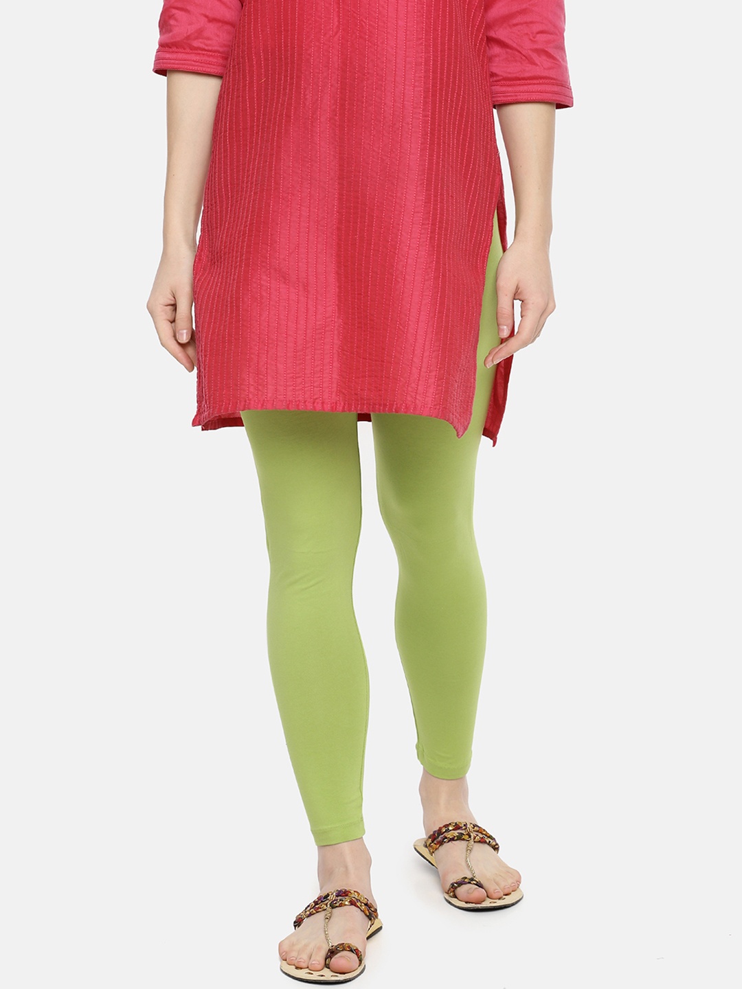 Dollar Missy Women Green Solid Ankle Length Leggings