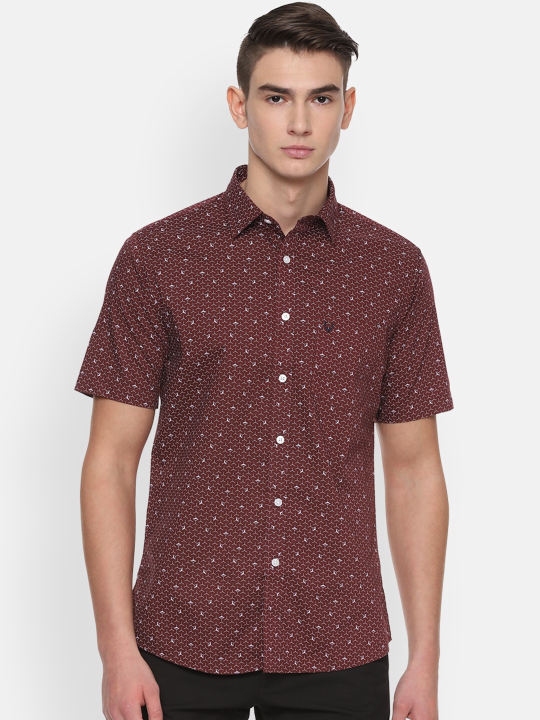 

Allen Solly Men Maroon Slim Fit Printed Casual Shirt