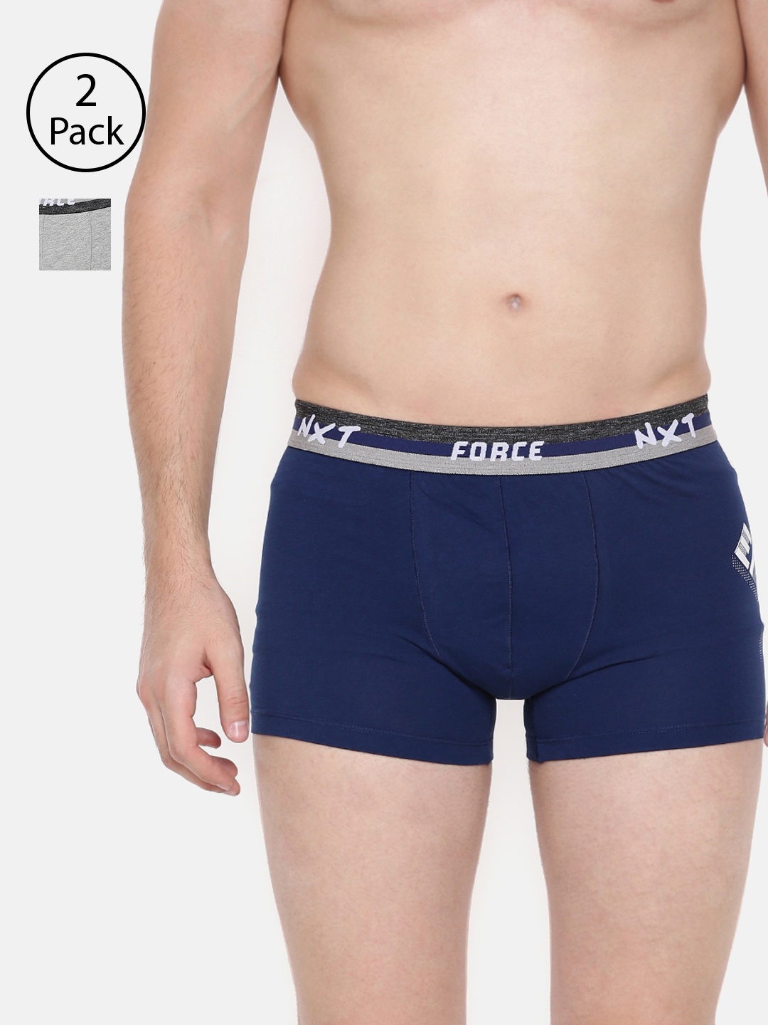 

Force NXT Men Pack of 2 Solid Assorted Trunks MNFF-135-PO2, Grey melange