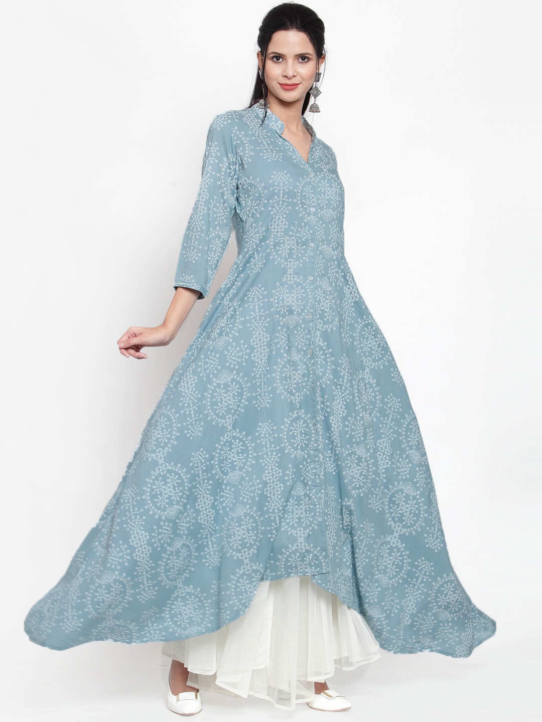 

Get Glamr Women Blue Printed A-Line Kurta