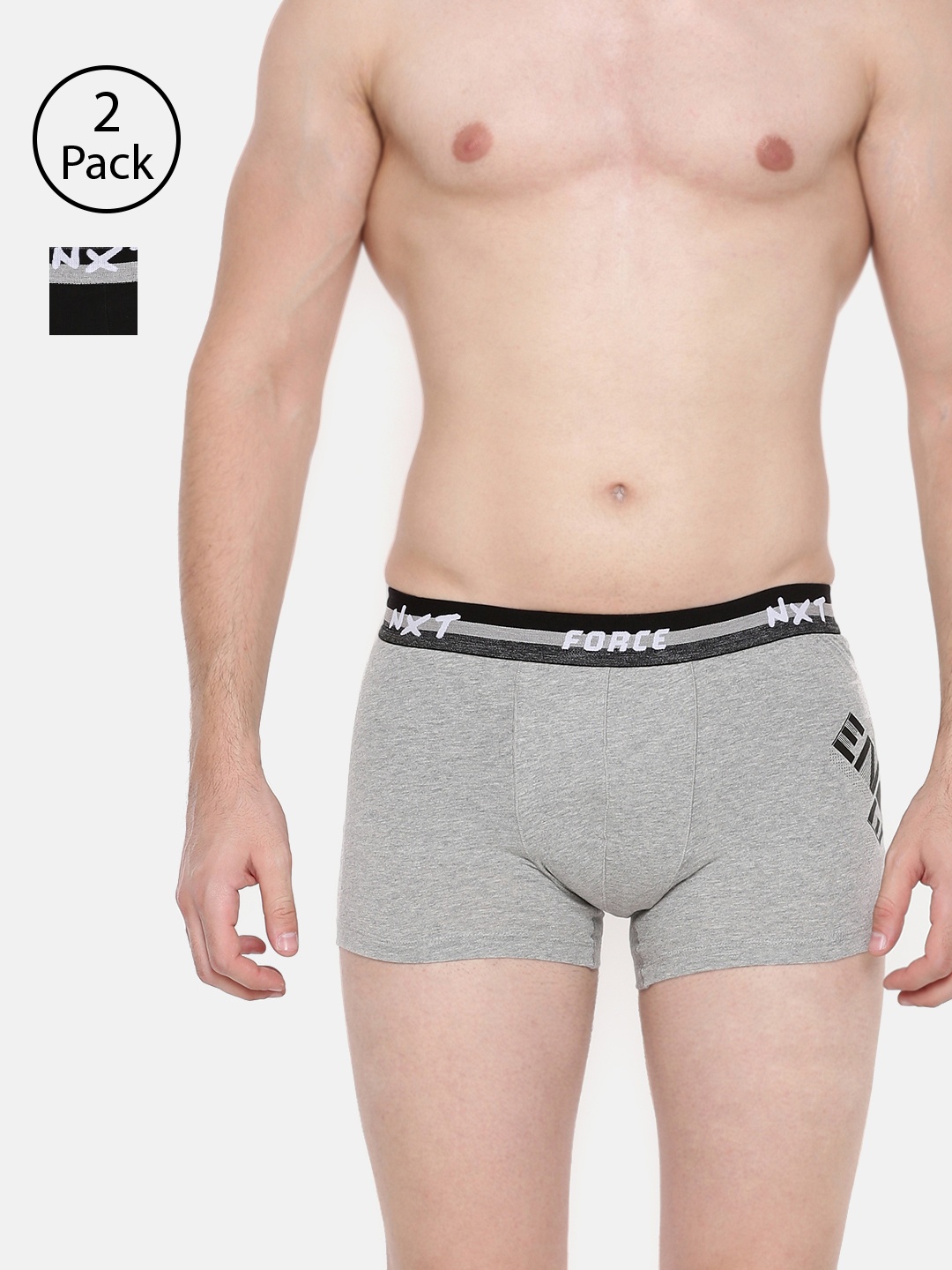 

Force NXT Men Pack of 2 Solid Assorted Trunks MNFF-135-PO2, Black