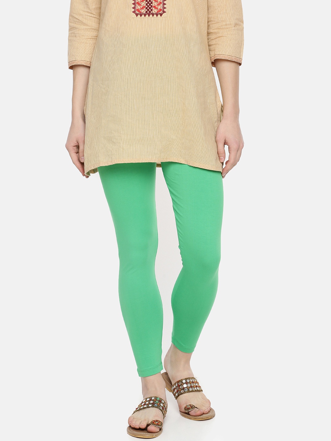 

Dollar Missy Women Green Solid Ankle Length Leggings