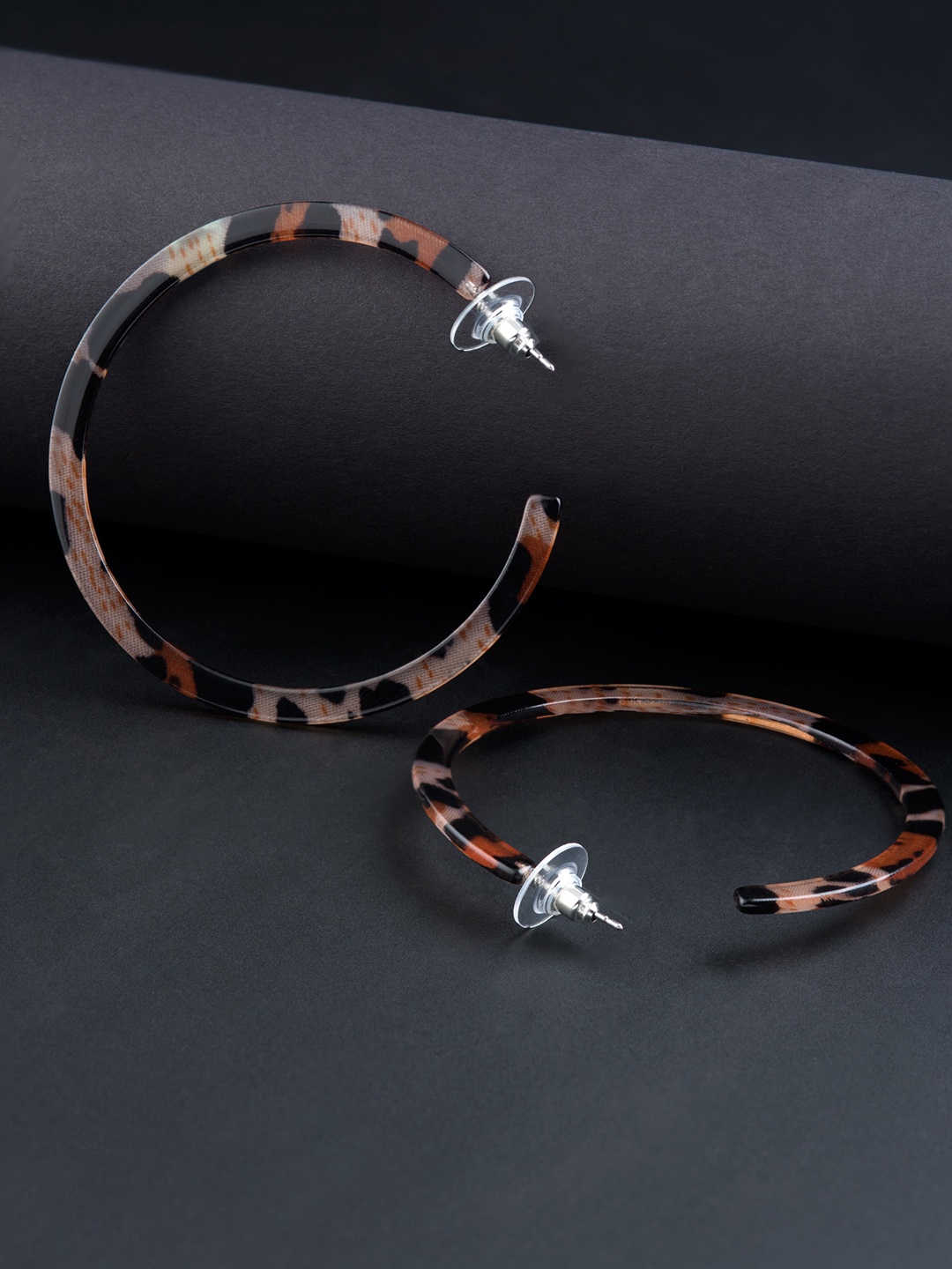 

E2O Brown Circular Half Hoop Earrings