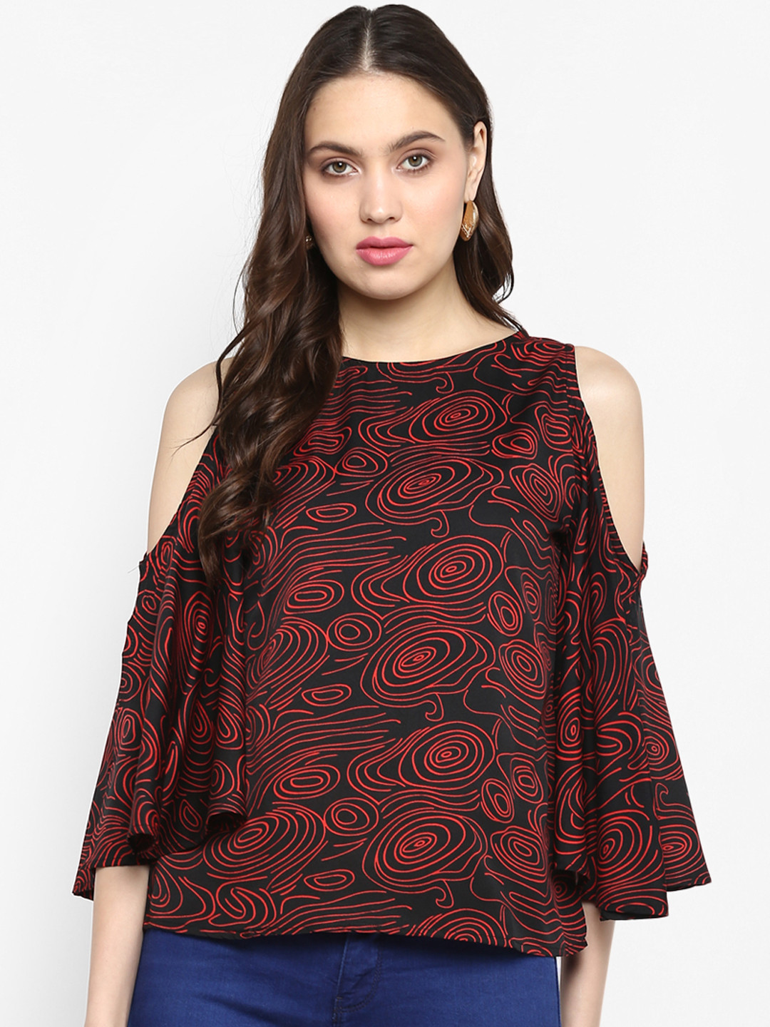 

One Femme Women Red Printed A-Line Top