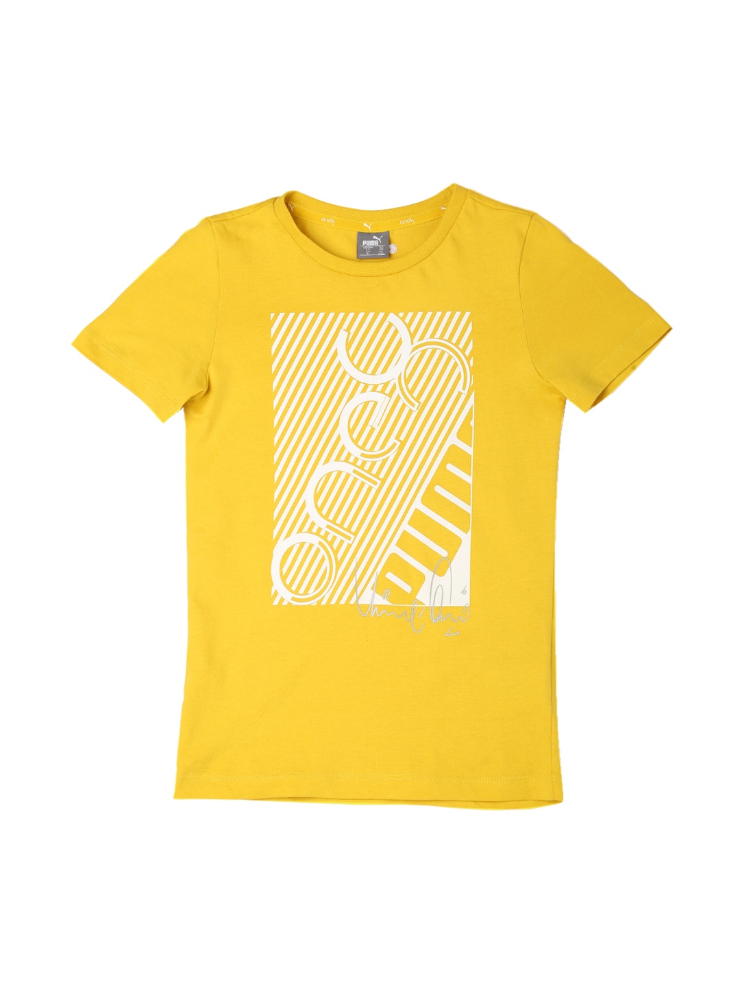 

one8 x PUMA Boys Yellow Printed VK Graphic Round Neck T-shirt