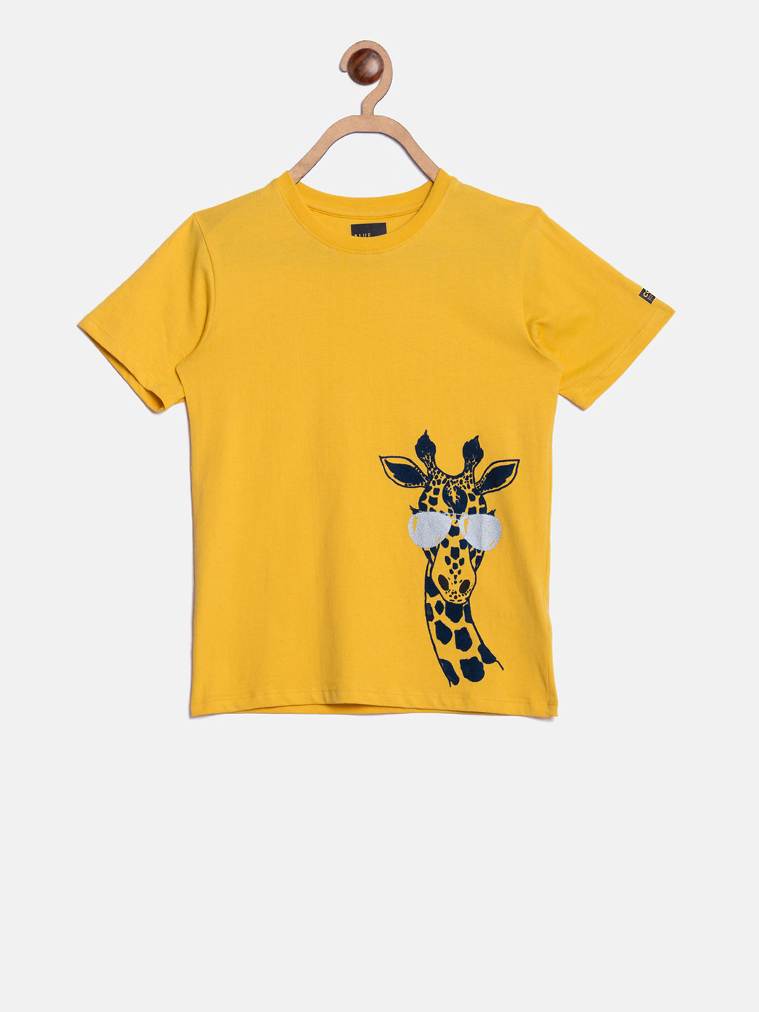 

Blue Giraffe Boys Yellow Printed Round Neck T-shirt
