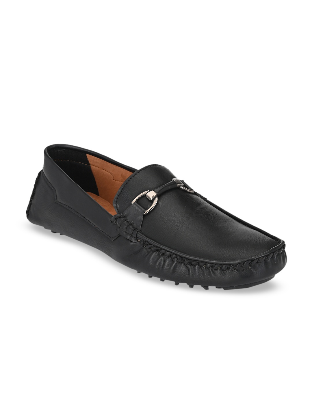 

SHENCES Men Black Solid Driving Shoes
