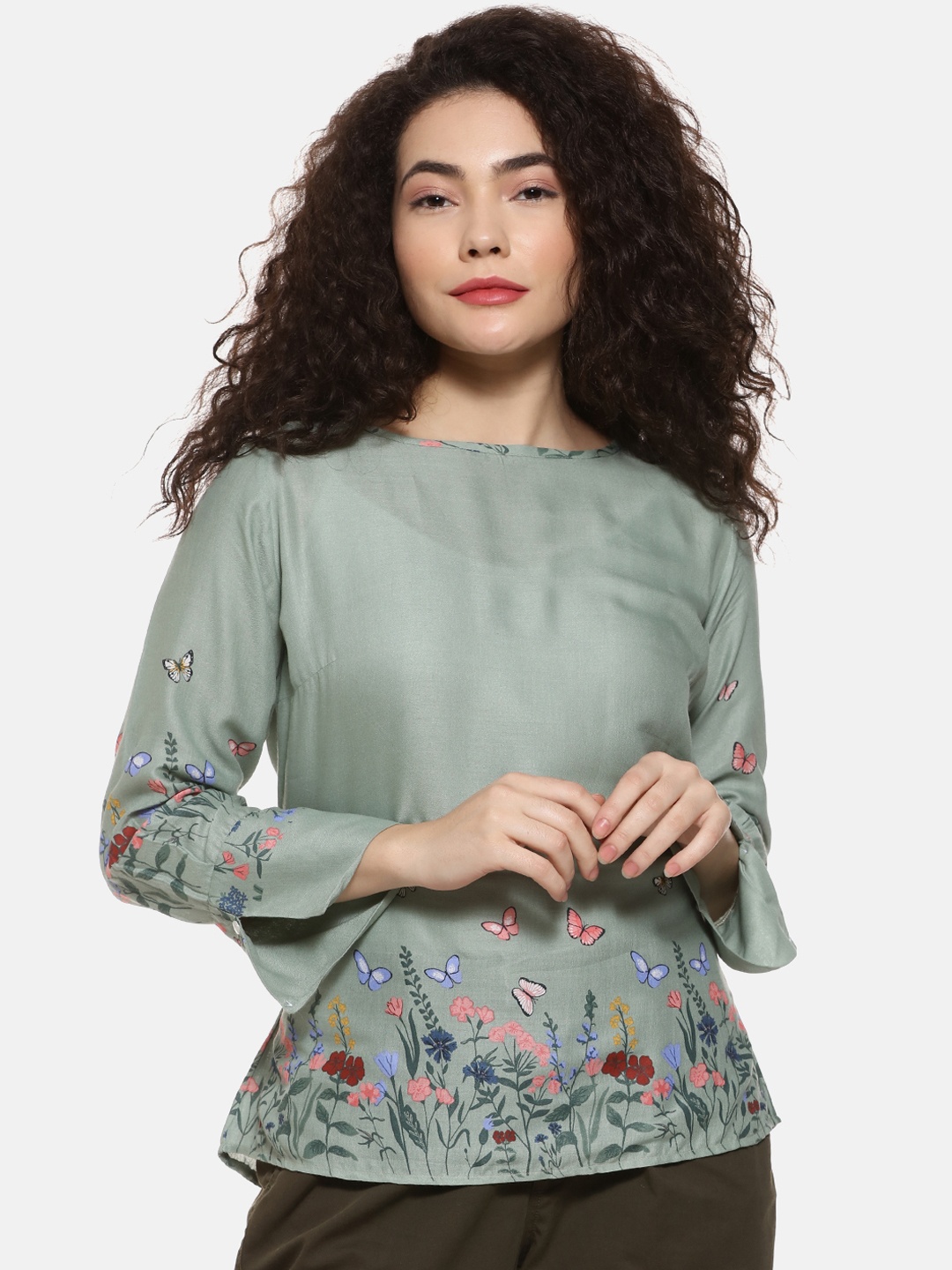 

Campus Sutra Women Green Printed Top