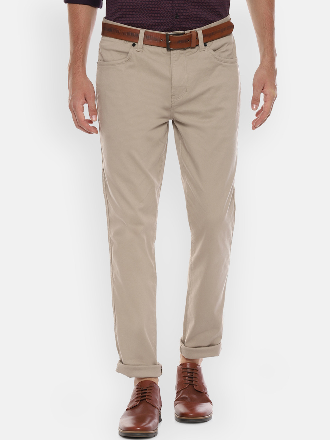 

People Men Beige Regular Fit Self Design Chinos