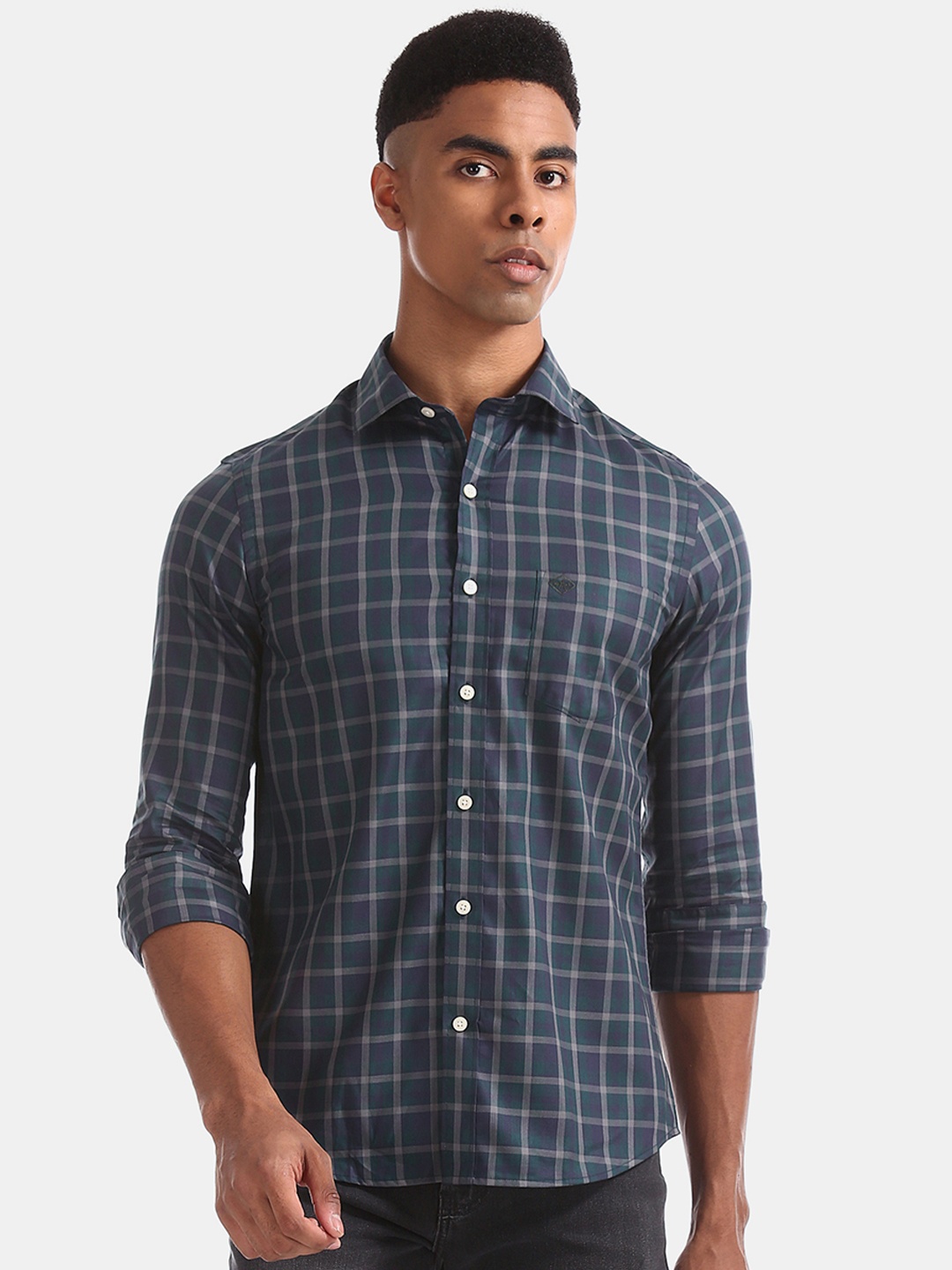 

Arrow Sport Men Green Slim Fit Checked Casual Shirt