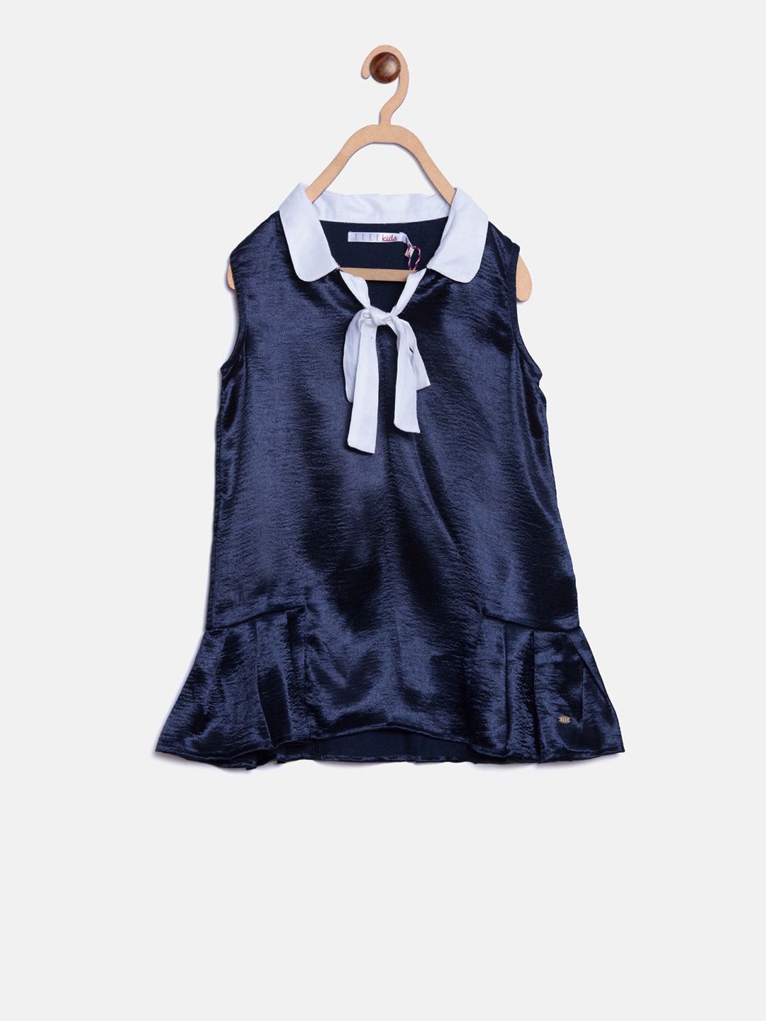 

ELLE Girls Navy Blue Solid A-Line Top
