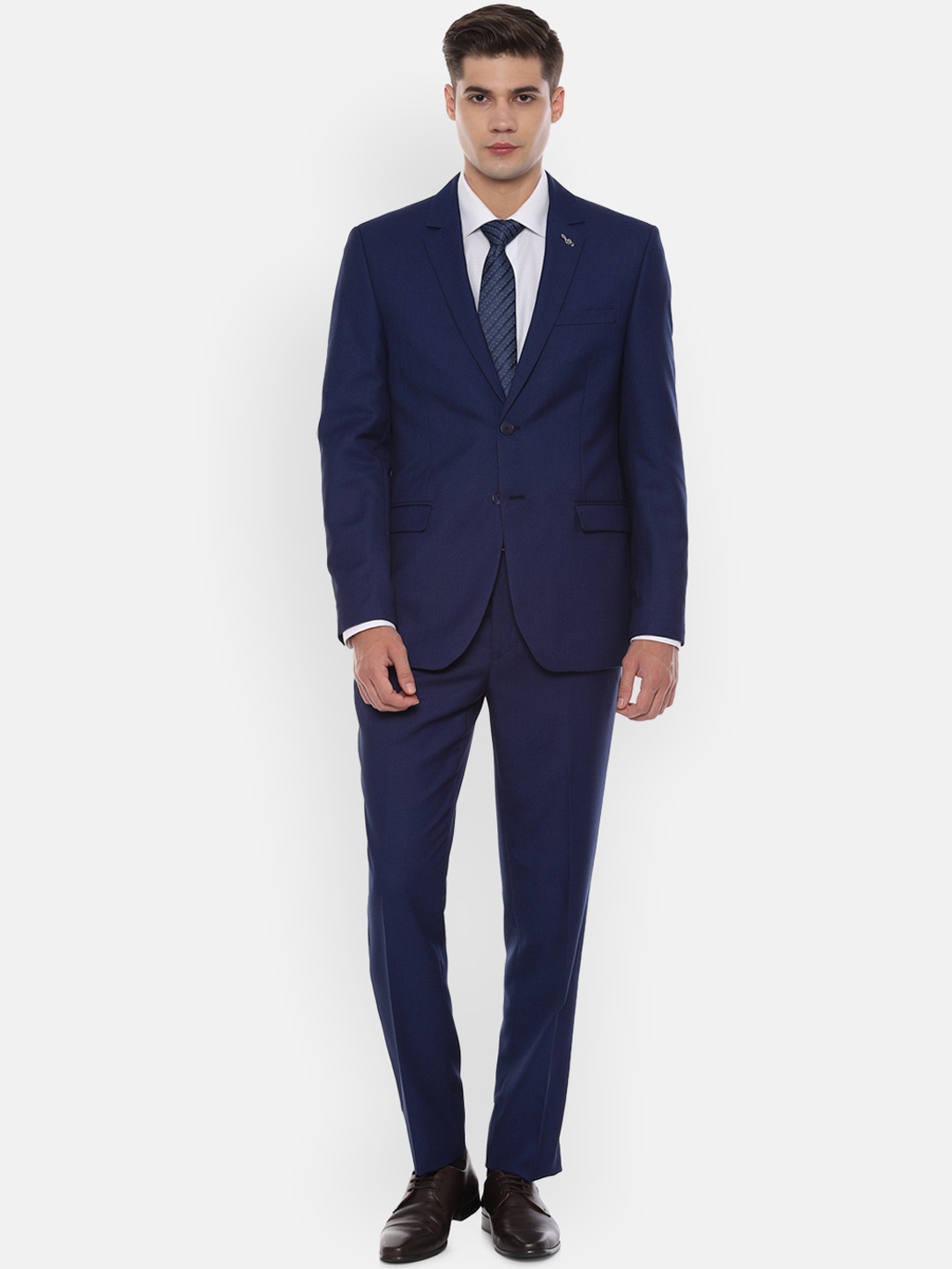 

Van Heusen Men Navy Blue Solid Slim Fit Two-Piece Suit