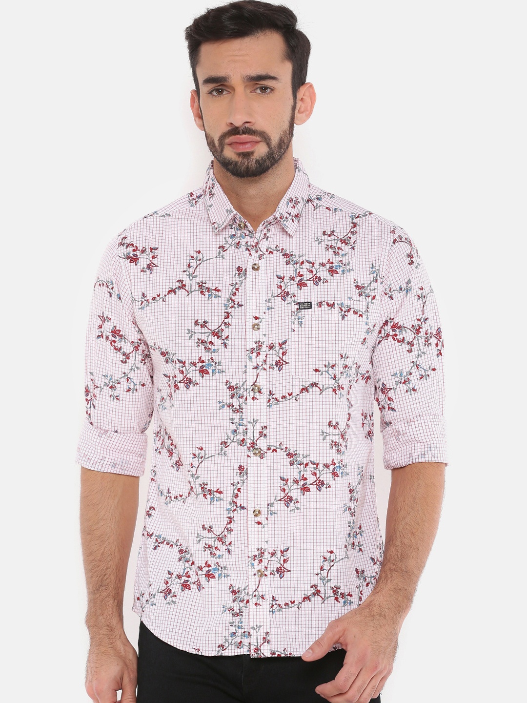 

The Indian Garage Co Men White Slim Fit Printed Casual Shirt