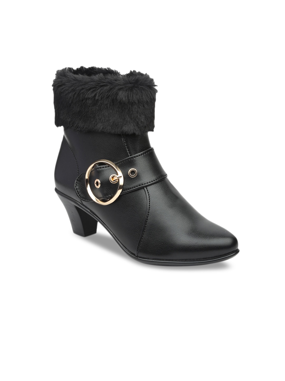 VALIOSAA Women Black Solid Heeled Boots