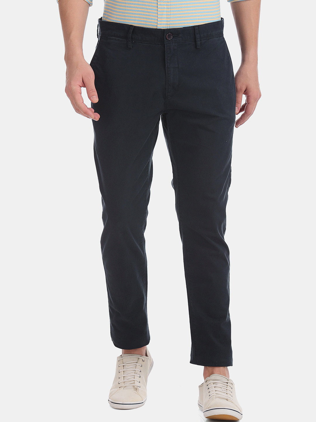 

U.S. Polo Assn. Men Blue Slim Fit Solid Twill Weave Chinos