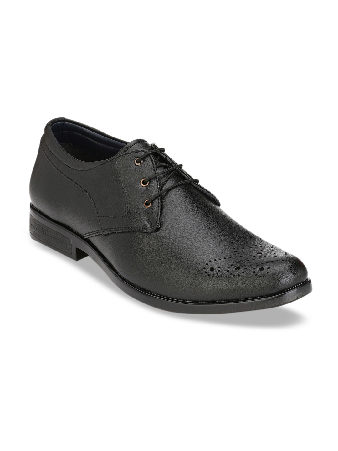 

John Karsun Men Black Solid Formal Derbys
