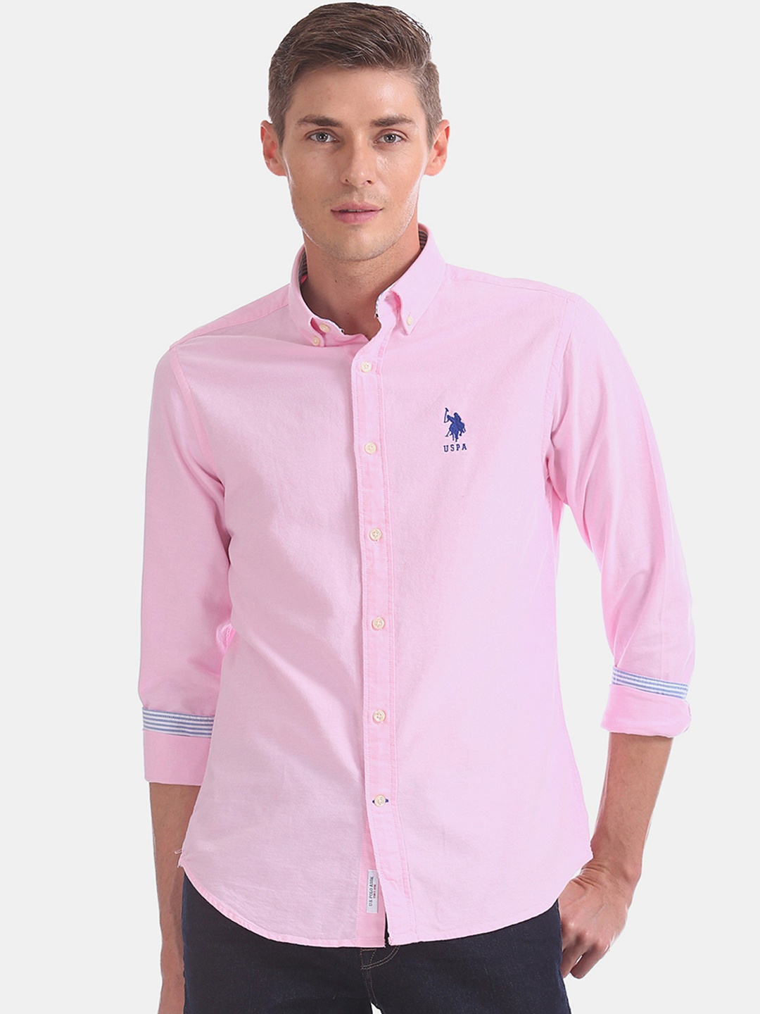 

U.S. Polo Assn. Men Pink Pure Cotton Casual Shirt