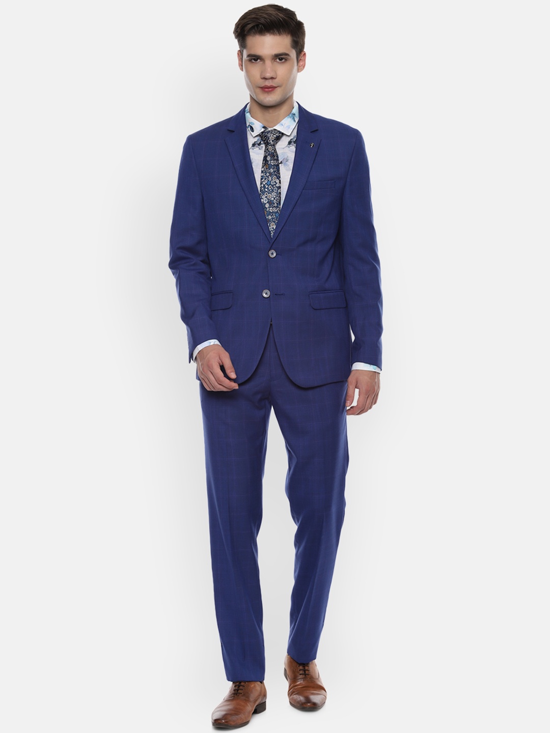 

Van Heusen Men Blue Checked Two-Piece Suit