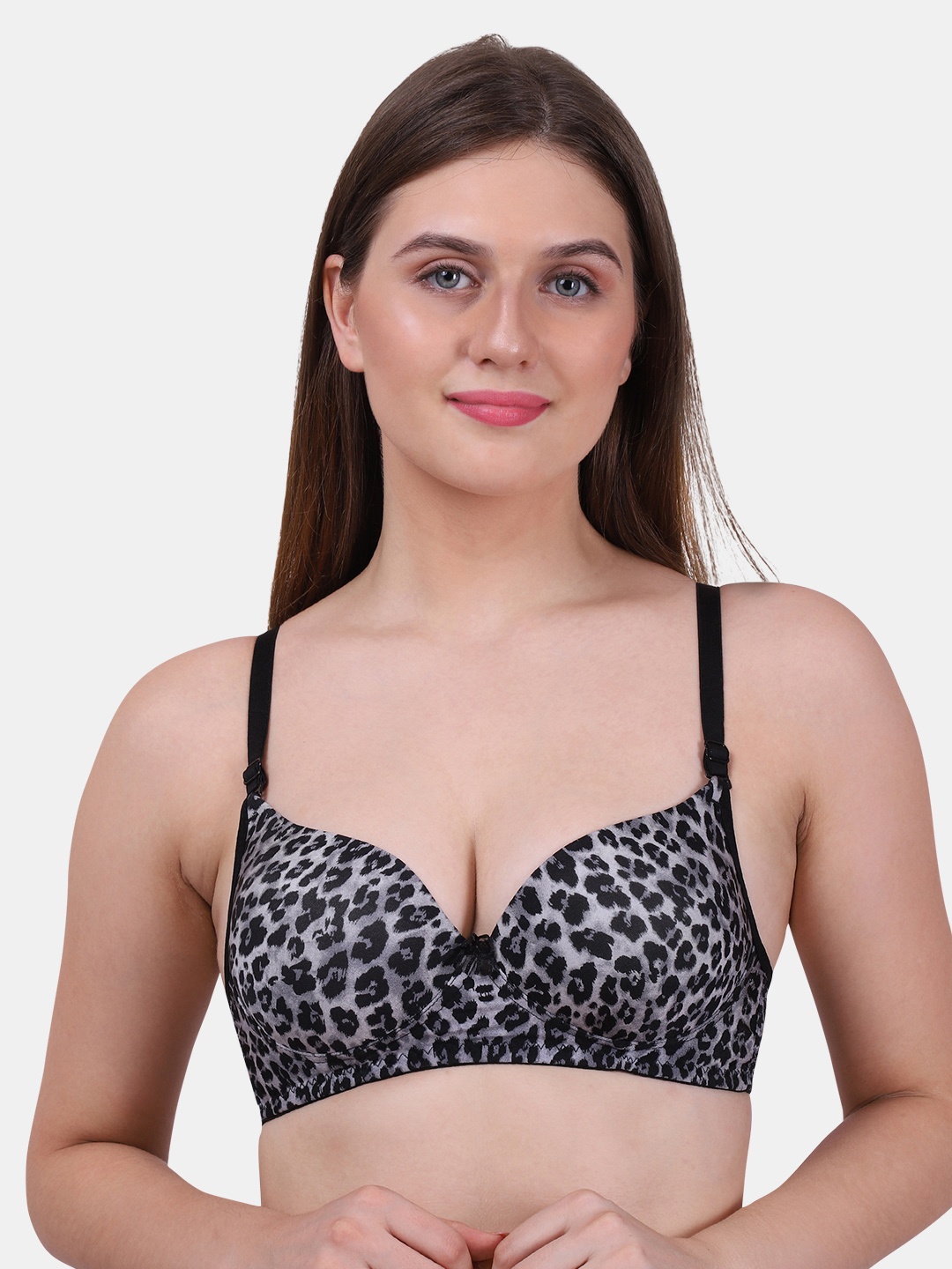 

Tweens Grey & Black Printed Non-Wired Heavily Padded T-shirt Bra TW15172PR