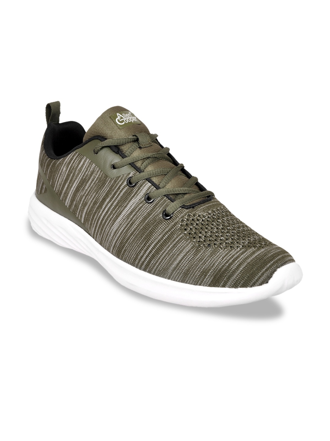 

Allen Cooper Men Olive Green Textile Lightweight Flyknit Walking Shoes