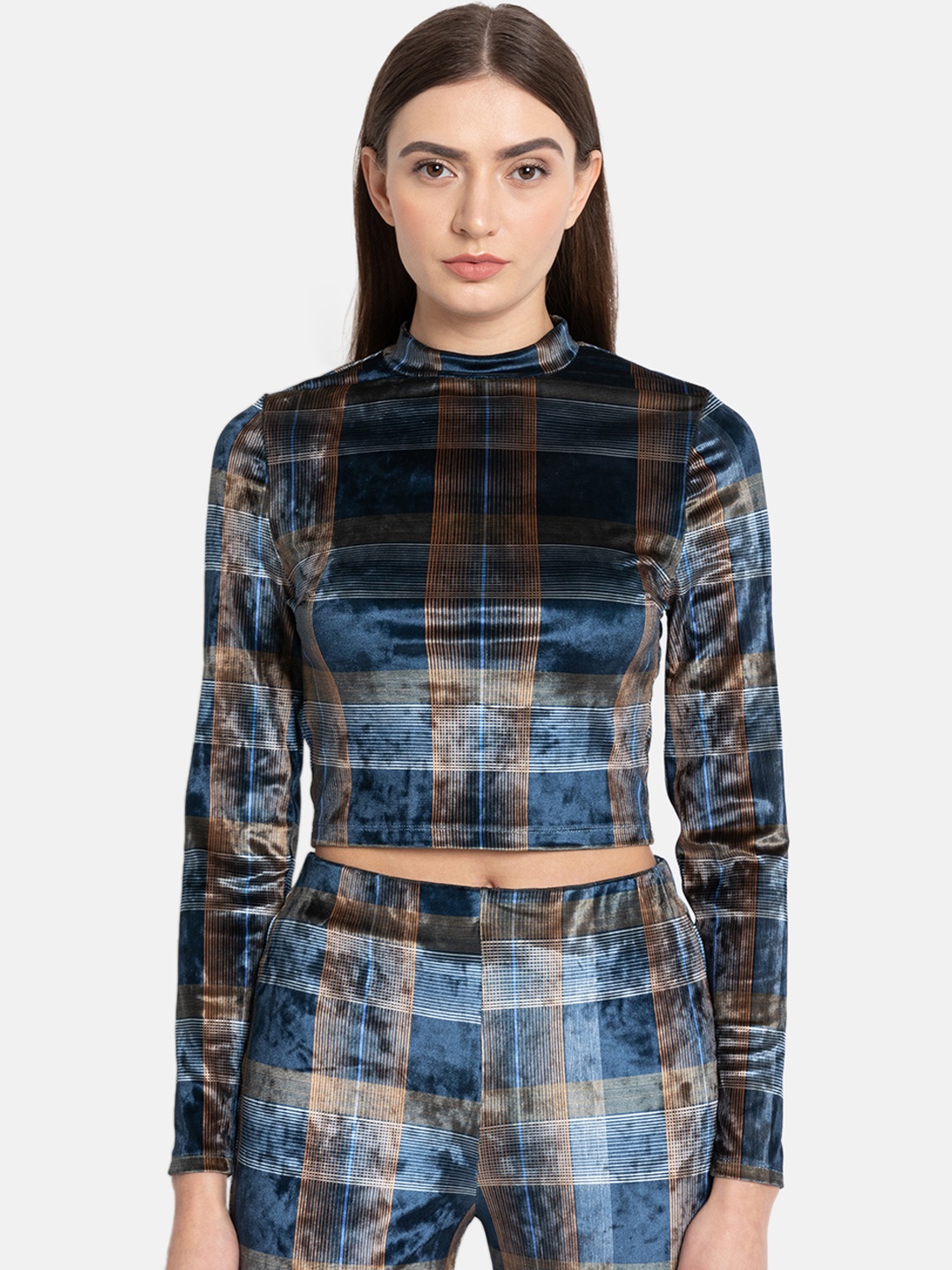 Kazo Women Blue Checked Top