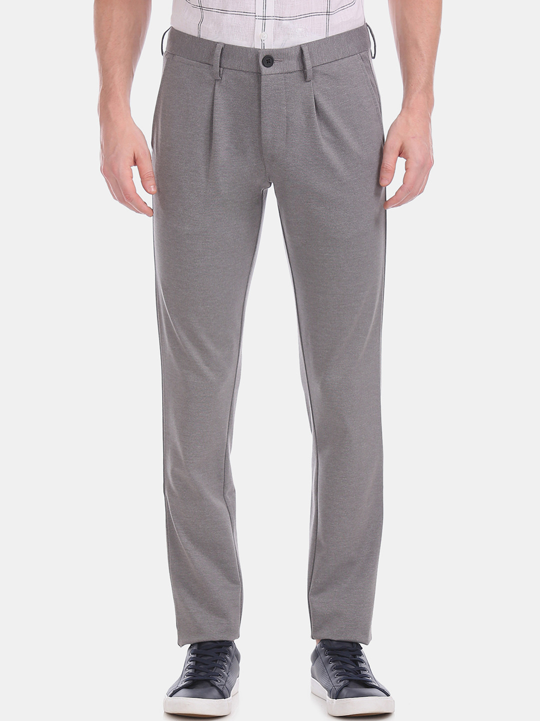 

Flying Machine Men Grey Regular Fit Self Design Regular Trousers