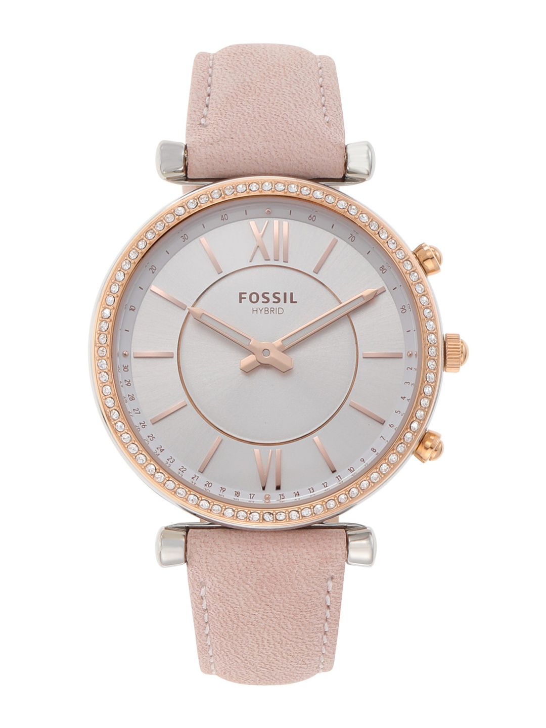 

Fossil Carlie Women Pink Leather Analog Hybrid Watch FTW5039