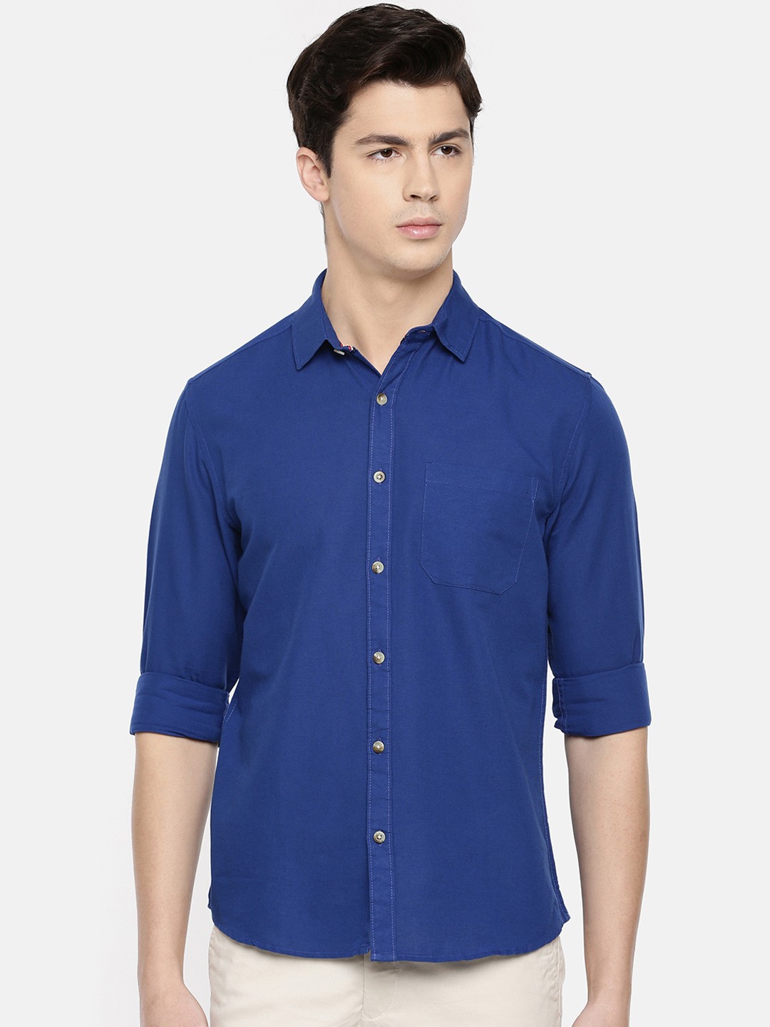 

Chennis Men Blue Slim Fit Solid Casual Shirt