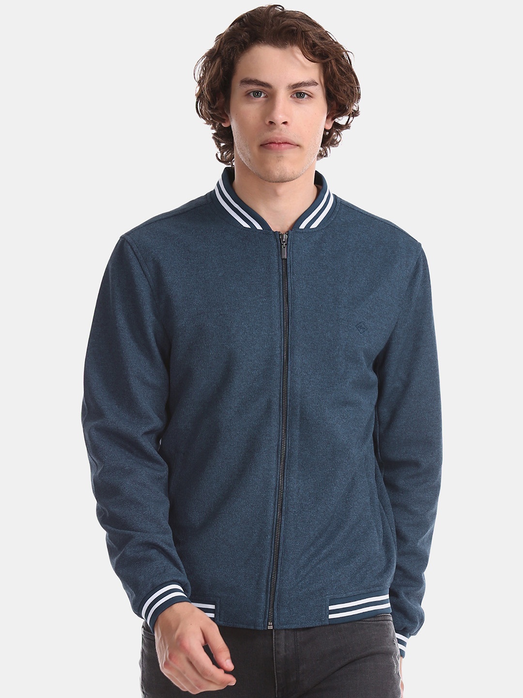 

Arrow Sport Men Blue Solid Bomber Jacket