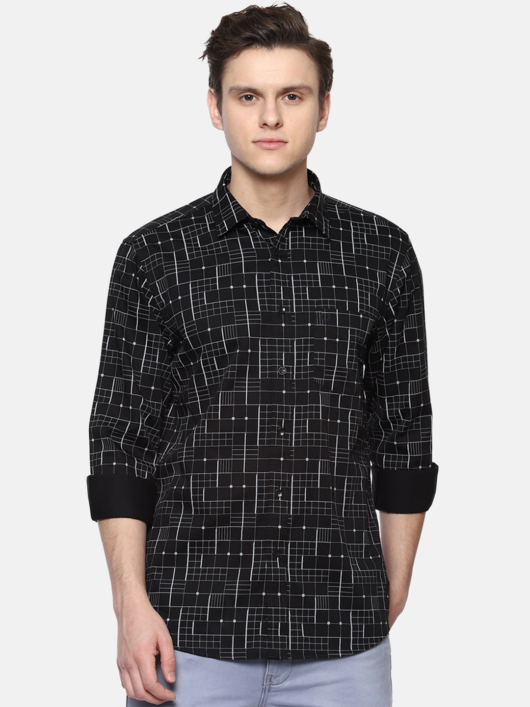 Allen Solly Men Black Slim Fit Printed Casual Shirt