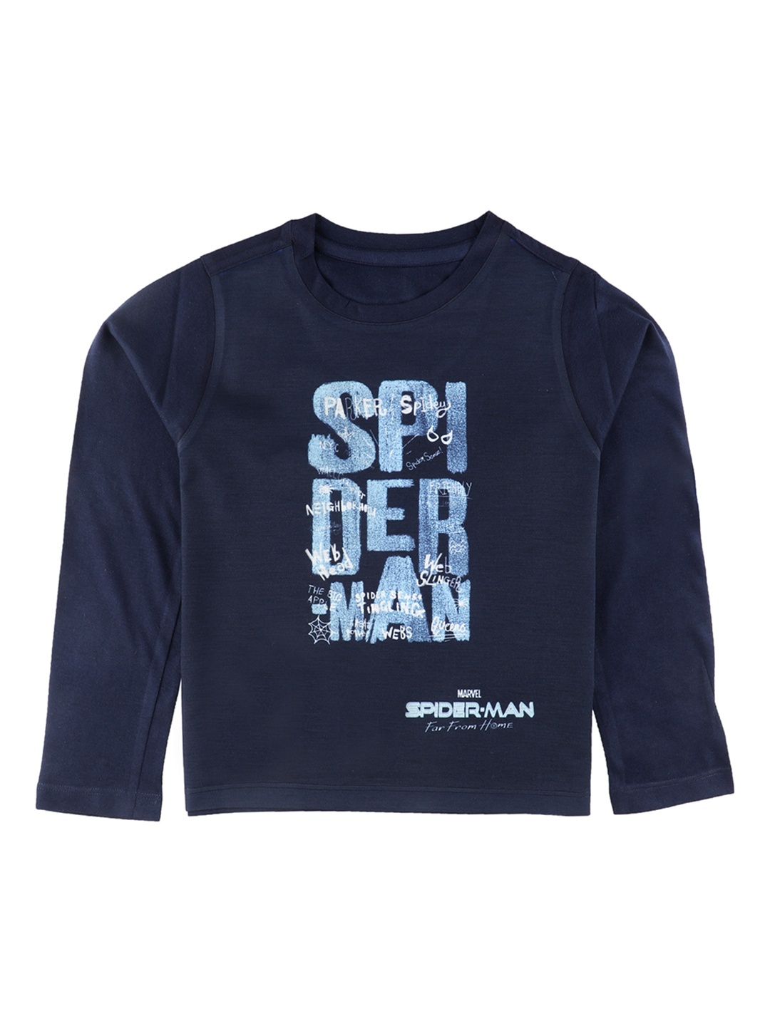 Marvel by Wear Your Mind Boys Navy Blue Printed Round Neck T-shirt